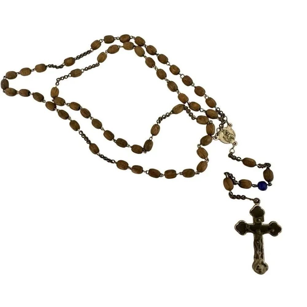 Vintage Germany wood beaded rosary